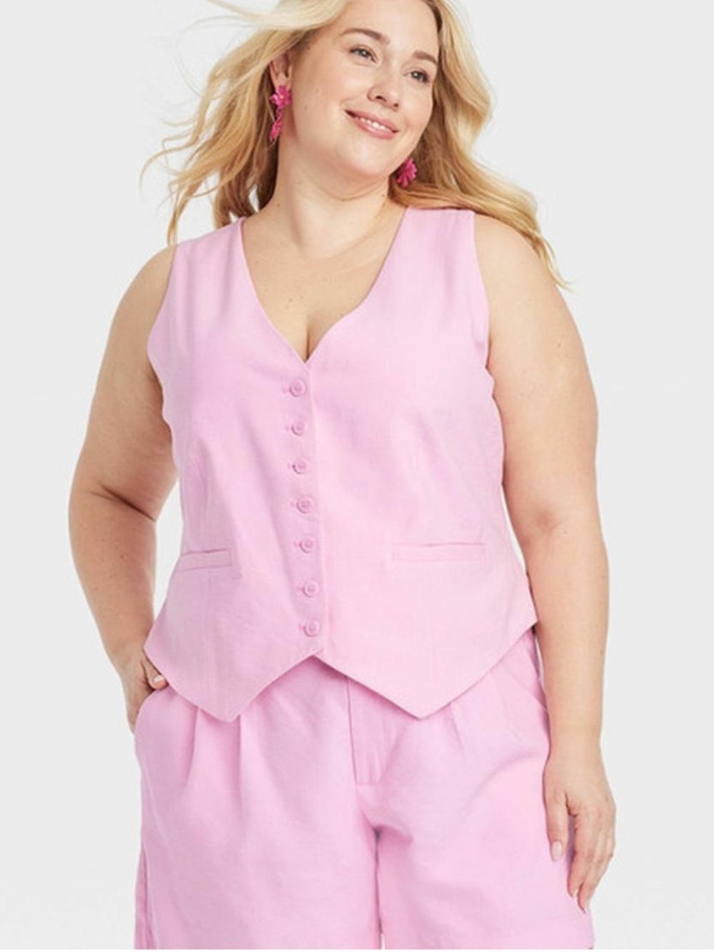 NWT A New Day Linen Vest sz 1X